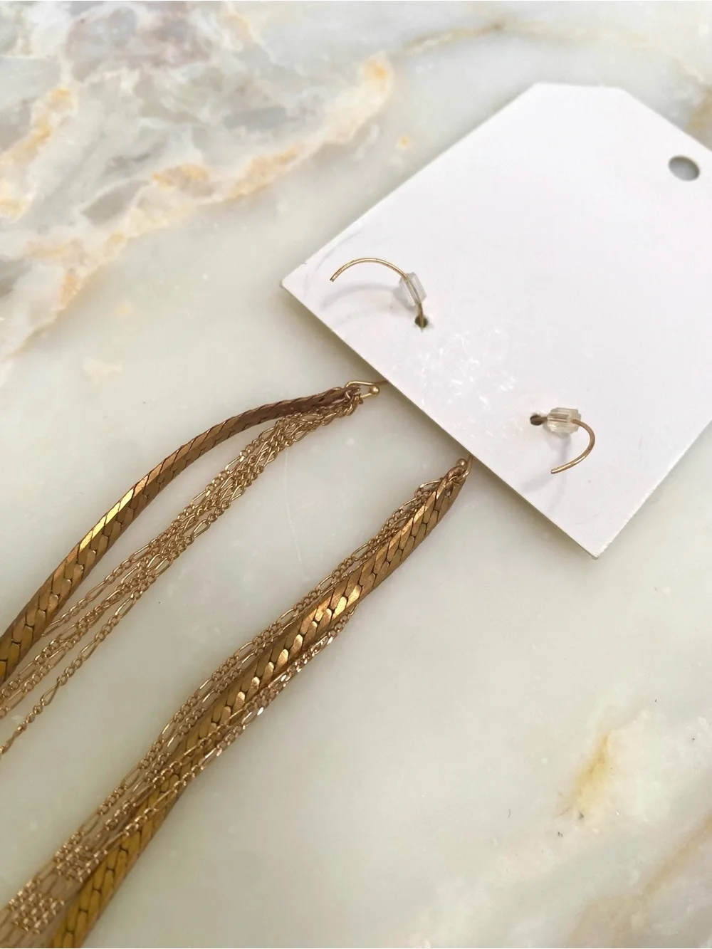 Anthropologie NWT Serefina Gold Chain Fringe Duster Earrings